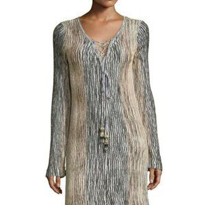 Calypso St. Barth Striped Gray and Cream Dress